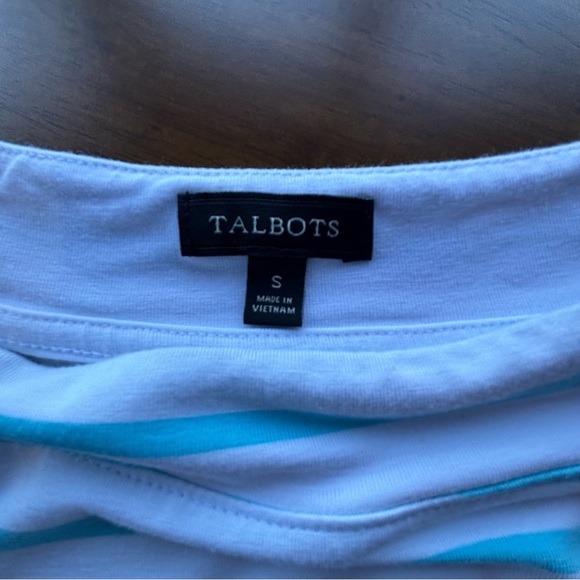 Talbots Light Blue Striped Short Sleeve Top - Picture 3 of 8